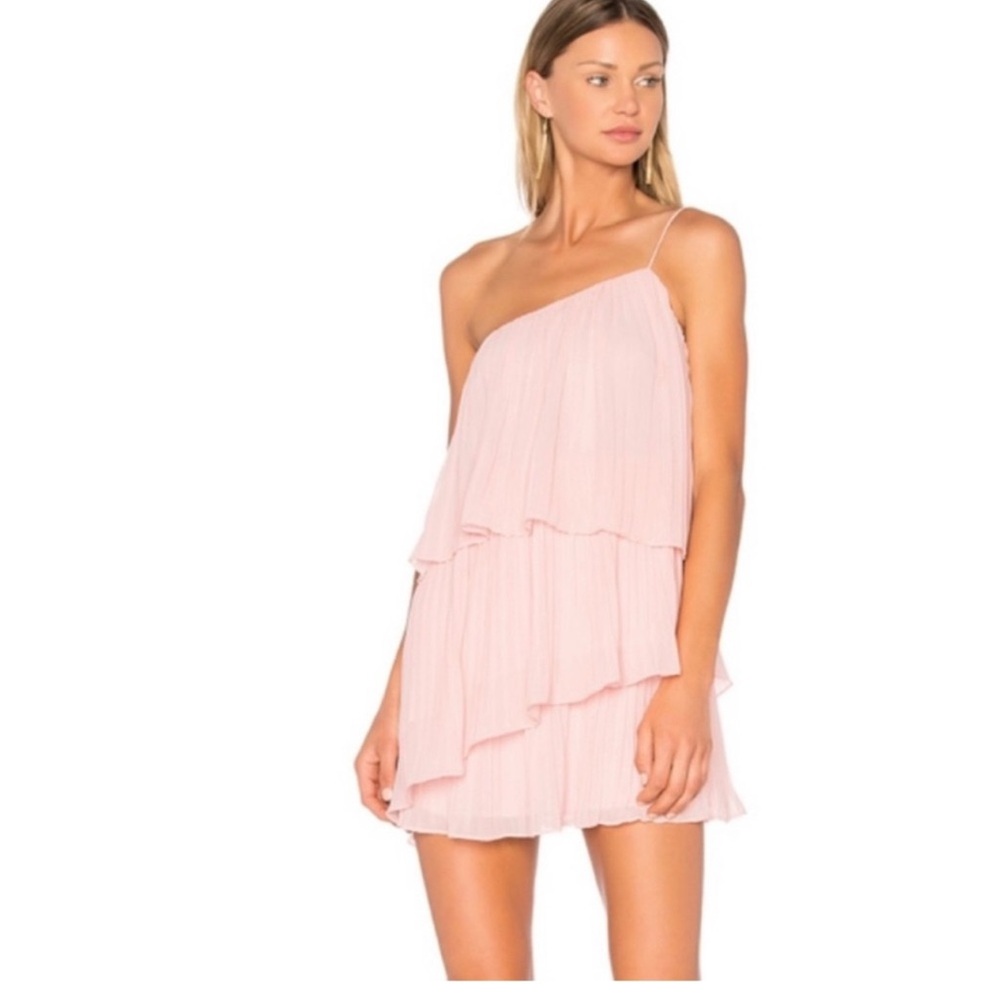 Pink Layered one shoulder dress